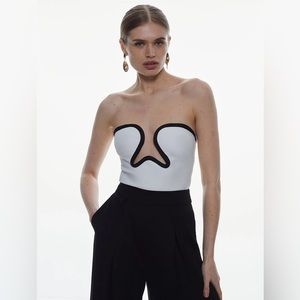 Karen Millen Figure Form Bandage Corset Detail Knit Crop Top